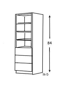 3 Drawer Box W/Shelving